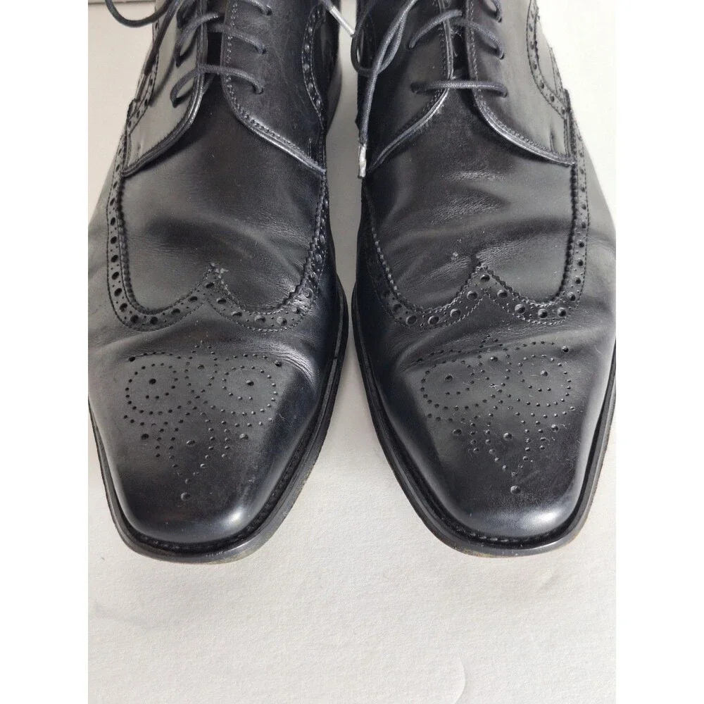 Magnanni Sergio Men's Leather Wingtip Oxford Dress Shoes 13974 Sz 11.5M Black
